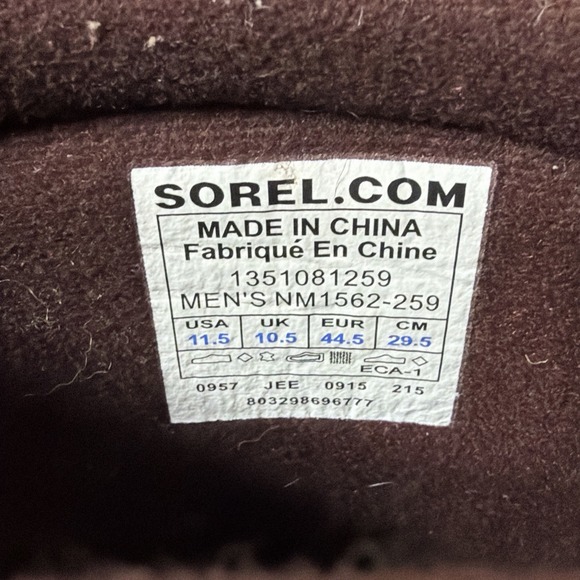 Sorel Men\'s Premium Brown Winter Duck Toe Waterproof Suede Ankle Boot Size 11.5